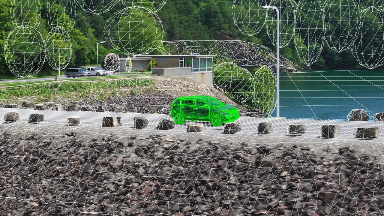 Camera & Object Tracking — wireframe overlay on Kia Sportage footage